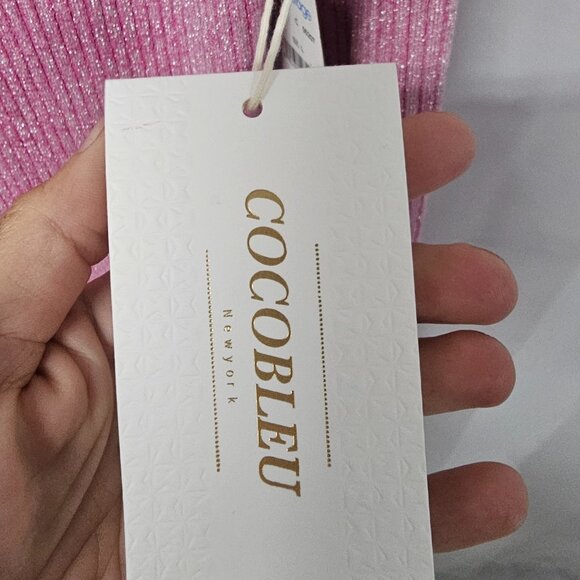 Cocobleu Cardigan Dress Pink Burgundy Metallic Ribbed Knit Colorblock L NWT - Picture 9 of 11